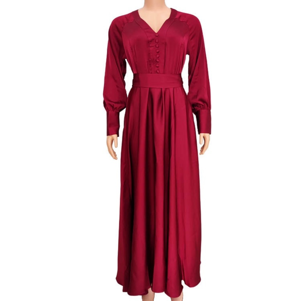 M Satin Abaya FullSleeve Women Maxi DressMuslim Modesty  Elegant Robe EiD